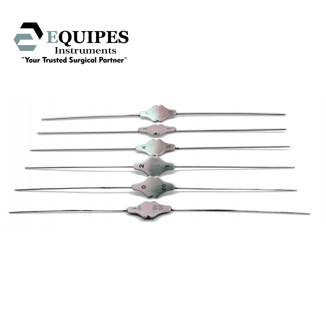 Set of 6 Pieces Bowman Lacrimal Probe 6 SIZES #0000-000, # 00-0 #1- 2, # 3-4, #5-6, #7-8 Stainless Steel Double Ended — Surgical Instruments by EQUIPES Instruments