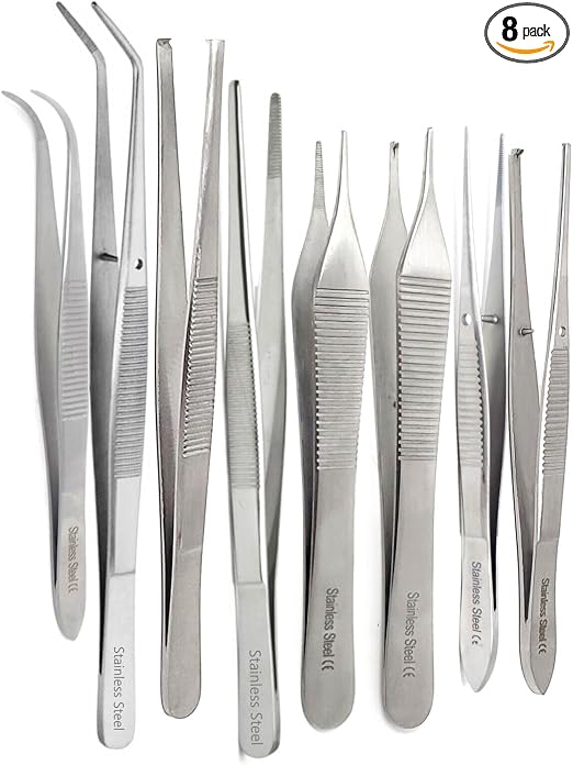 Surgical Tweezers & Dressing Forceps - Medical Nursing Thumb Forceps Cotton Dressing Vet Instruments - Serrated & 1x2 Tooth Tweezers — Surgical Instruments by EQUIPES Instruments